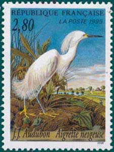 France (1995) SG # 3250, Sc # 2463,Snowy Egret (Egretta thula)