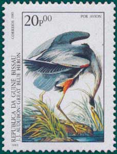 Guinea Bissau (1985) SG # 922, Sc # C-52,Great Blue Heron (Ardea herodias)