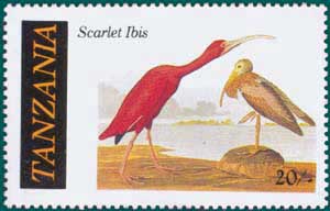 Tanzania (1986), SG # 466, Sc # 308, Scarlet ibis (Eudocimus ruber)