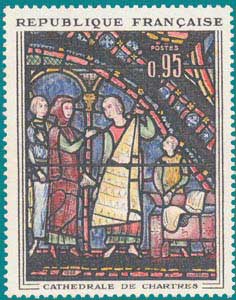 1963-SC 1077-Window of the cathedral of Chartres, 'The Fur Merchants'