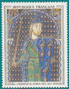 1964-Sc 1106-Enamel sepulchrl plate from Limoges, 12th century, Geoffrey IV. (1113-1151), Count of Anjou and Le Maine