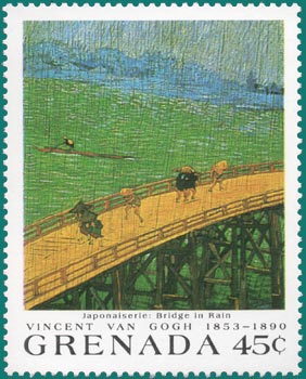 Van Gogh - Japonaiserie: Bridge in the Rain (after Hiroshige), Paris September-October 1887 Van Gogh Museum, Amsterdam, JH-1297