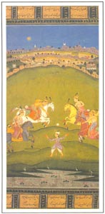Deccan Paintings - Chand Bibi playing polo, Golkonda, circa 1750 A.D., National Museum, New Delhi