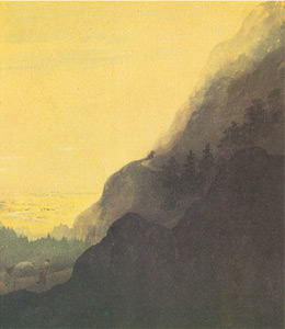 Gaganendranath Tagore - Ascending Himalayas, Water colour on paper, 17.7 x 20.4 cm, National Gallery of Modern Art, New Delhi 