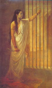 Raja Ravi Varma (1848 - 1906) - Lady in Prison, Sri Chitra Art Gallery, Thiruvananthapuram 