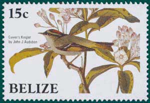 Belize (1985) SG # 821, Sc # 751,Cuvier's Kinglet (Regulus cuvieri), Audubon Plate-321