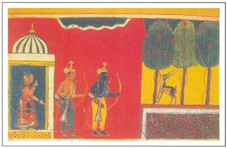 Paintings of Central India - Rama & golden deer Maricha, Malwa, circa 1634-40 A.D., National Museum, New Delhi