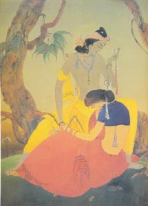 M.A.R.Chughtai (1899-1975), Pakistani, Dream, Wash and Tempera on Paper, 44x56.5 cm, National Gallery of Modern Art, New Delhi