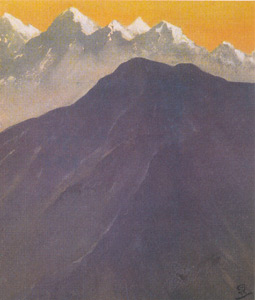Gaganendranath Tagore - The Blue Mountain, Wash & tempera on paper, 17 x 20 cm, National Gallery of Modern Art, New Delhi 