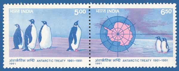 SG # 1454 & 1455 (1991), Emperor Penguins (Aptenodytes forsteri), Gentoo Penguins (Pygoscelis papua) 